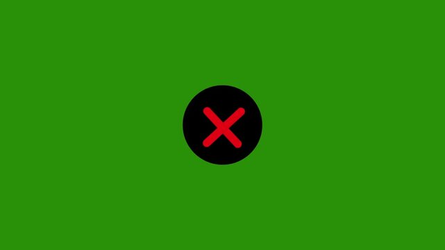 Red cross mark icon isolated on black background representing error rejection wrong false and negative symbol, mistake isolated background. Cross mark using for rejected, error.