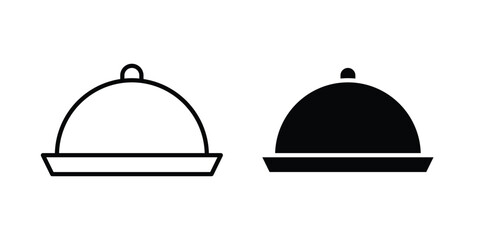 Fototapeta premium Food tray icon on white background editable stroke and solid flat.