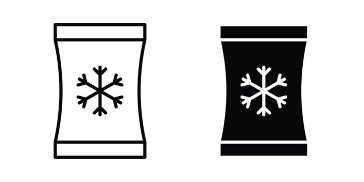 Frozen food bag icon on white background editable stroke and solid flat.