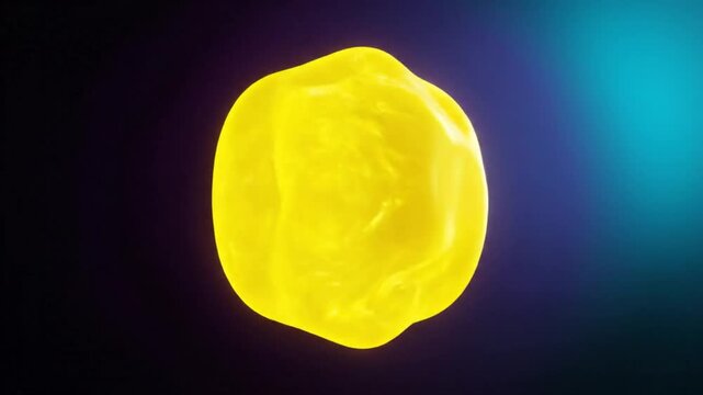 Abstract Yellow Sphere morphing into different shapes with smooth transitions against a gradient background.