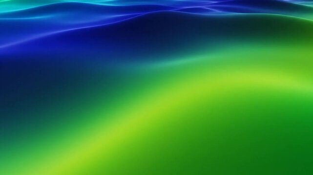 Abstract flowing blue and green gradient waves, seamless loop animation background for creative projects