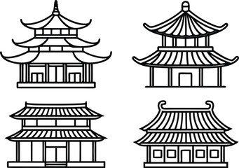 Fototapeta premium Chinese Traditional Roof Architecture Style. Ancient Chinese Roof Building Structure. Classic Chinese Roof Curved Design. Traditional Chinese Roof Temple Style. Chinese Roof Architectural Heritage