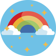 Naklejka premium A curved rainbow with soft, rounded bands, symbolizing positivity, hope, and joyful emotions after difficult moments.