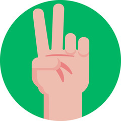 Obraz premium A raised hand forming a “V” sign, symbolizing triumph, positivity, and joyful success.