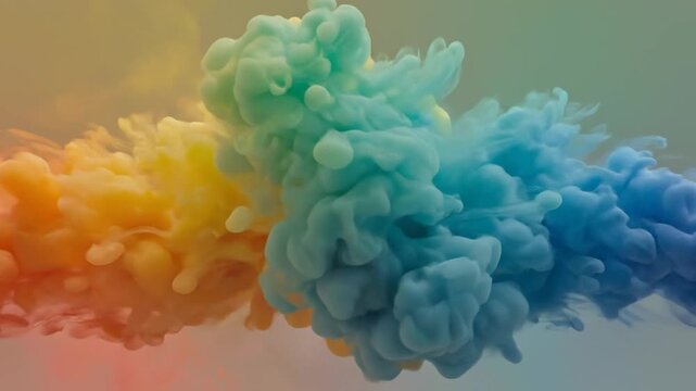 Abstract Colorful Smoke Swirling and Blending Together Creating a Vibrant Fluid Motion Background