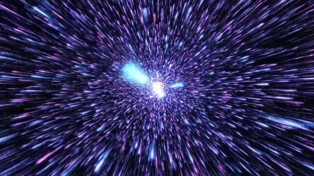Mesmerizing Cosmic Journey Through a Vibrant Field of Star Trails Bursting From a Central White Light Source
