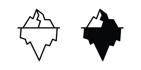 Iceberg icon on white background editable stroke and solid flat. © Franklin