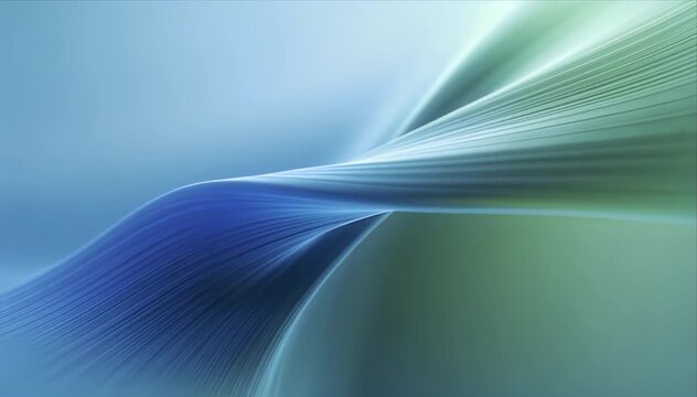 Abstract blue green wave background with smooth flowing fabric lines, gradient texture, modern minimalist digital art backdrop for design and wallpaper, soft light and motion blur