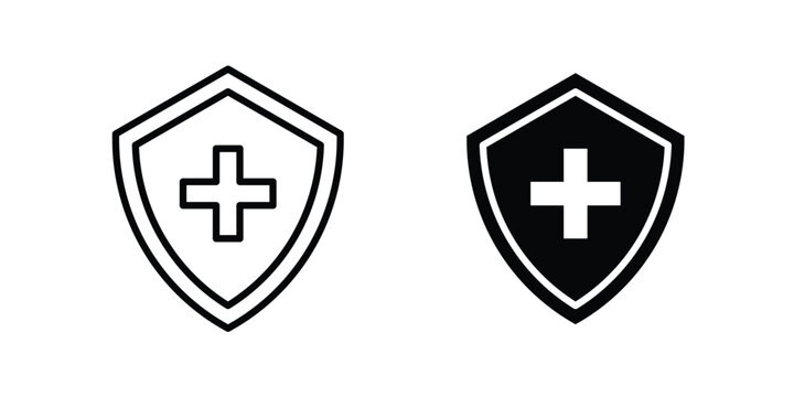 Immunity icon on white background editable stroke and solid flat.