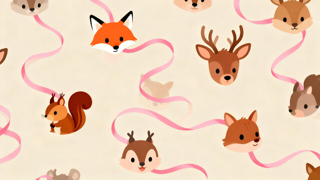 Vector set of funny cartoon animals design seamless pattern