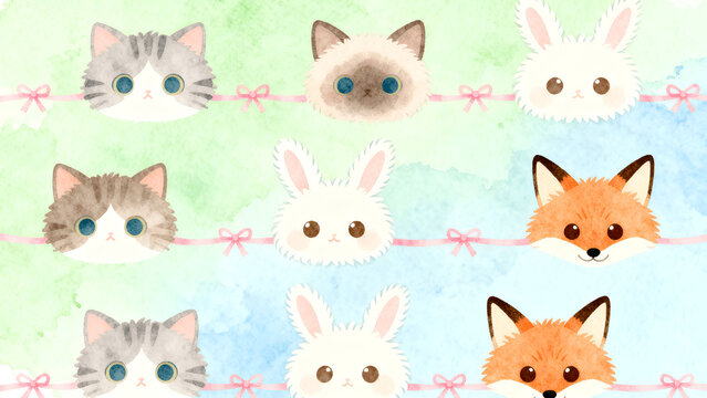 Vector set of funny cartoon animals cats pastel design