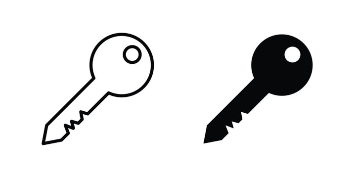 key icon on white background editable stroke and solid flat.