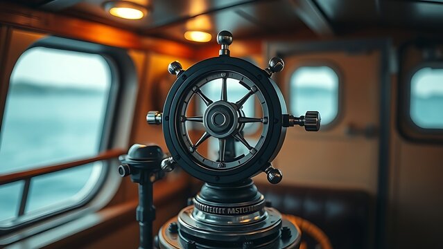 Gyroscope maintaining level inside a gently rocking ship's cabin.