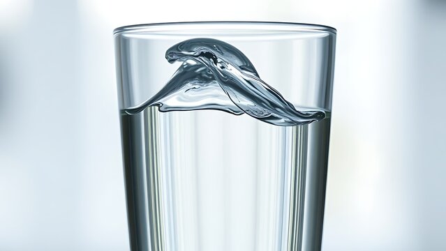 Water in a glass showing a curved meniscus against the glass surface.