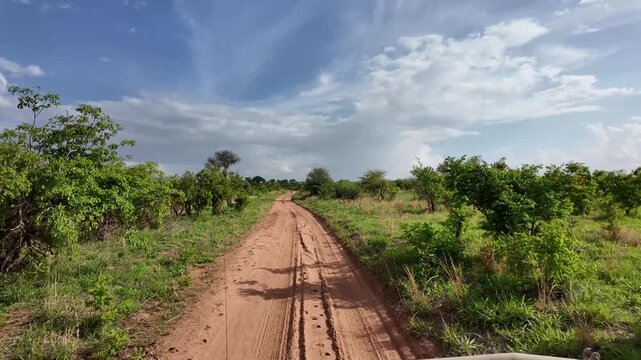 Safari Gel&auml;ndewagen f&auml;hrt durch den Tarangire Nationalpark in Tansania, Afrika