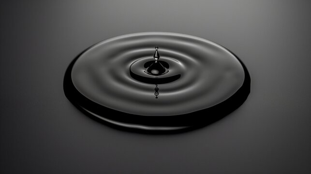 Ripple on dark liquid surface, black oil or cosmetic serum drop with circular waves