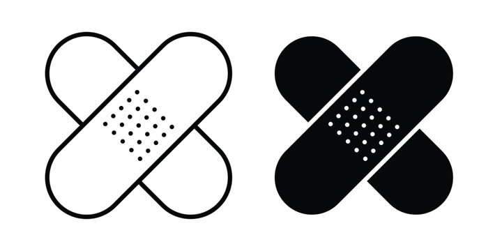 Medical patch icon on white background editable stroke and solid flat.