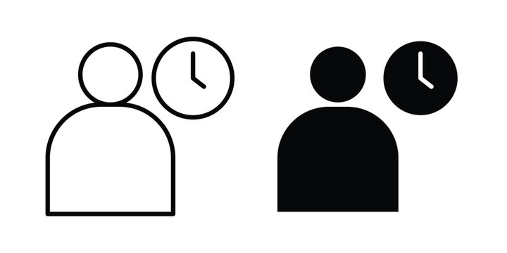 Office hours icon on white background editable stroke and solid flat.
