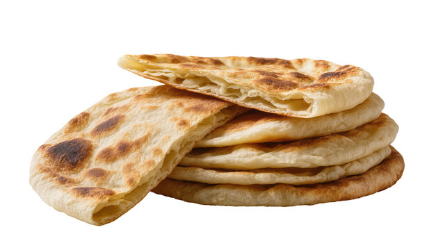 Stacked golden flatbreads with browned spots and flaky texture