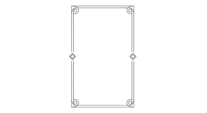 Simple rectangular ornamental border frame with elegant corner scrolls and diamond accents on a white background.