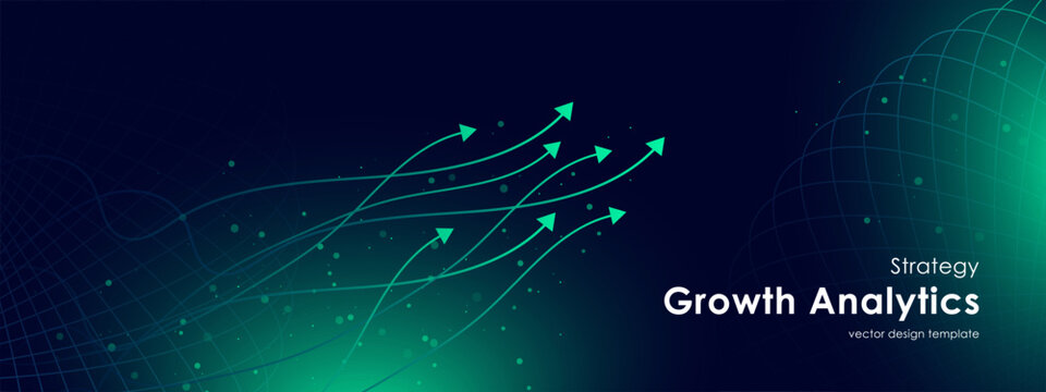 Analytics growth up business investment statistics, financial analysis, trading statistics vector illustration