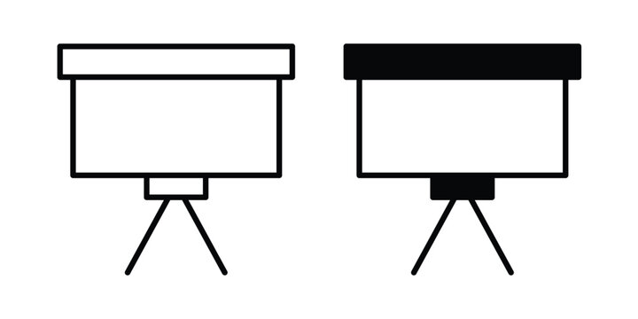 Presentation board icon on white background editable stroke and solid flat.