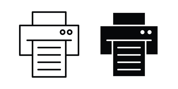 Print icon on white background editable stroke and solid flat.