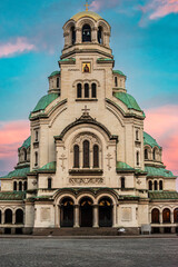 Fototapeta premium Alexander Nevsky Cathedral Sofia with Sunset 