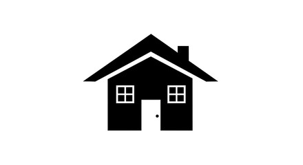 Fototapeta premium Black and white of a simple house with a pitched roof and two windows home building