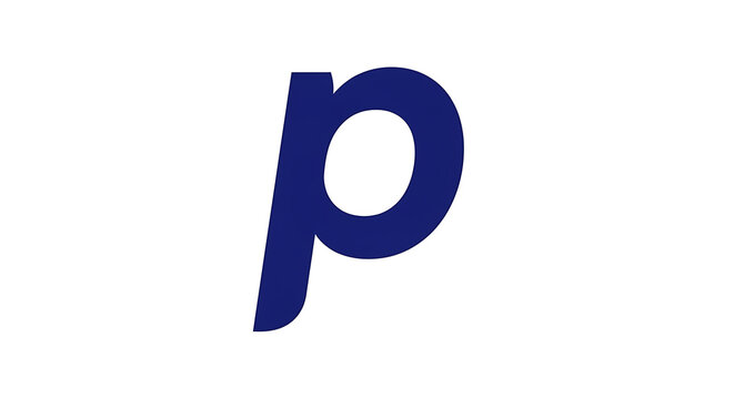Blue lowercase cursive letter 'p' on white background