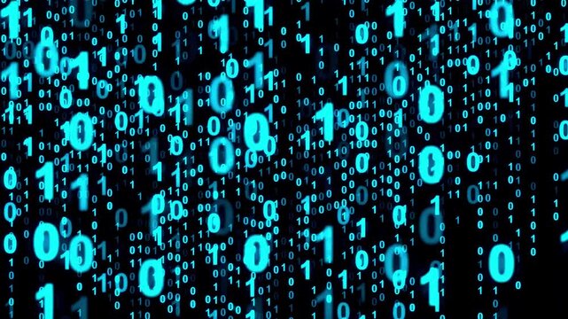 Binary Code Rain Falling Loop Background &ndash; Digital Matrix Style Animation