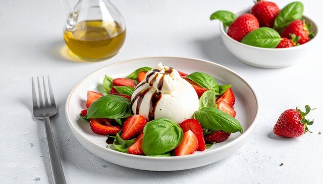 Erdbeer-Burrata-Salat mit Basilikum und Balsamico &ndash; Frisch und modern