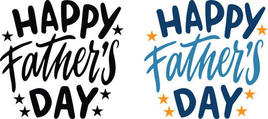 Festive 'happy father's day' typography with watercolor splashes and star accents © Seuli