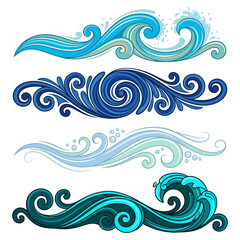 Fototapeta premium Stylized Teal Swirls on White Background