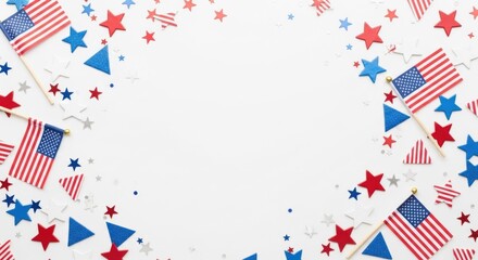 Fototapeta premium Festive 4th of july background american flags stars for independence day celebrations