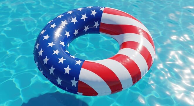 Festive 4th of july pool float patriotic american flag design for summer celebrations