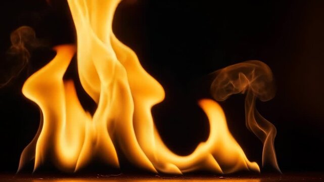 Dynamic Close Up of Flickering Orange Fire Flames