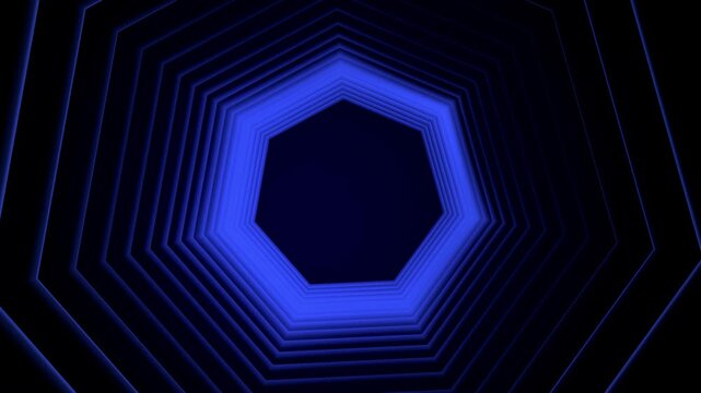 Blue Neon Hexagonal Tunnel Abstract High Tech Background Loop