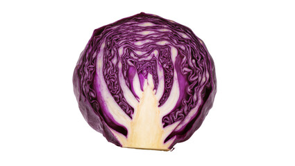 Obraz premium Sliced Purple Cabbage Showing Layered Structure and Pale Interior