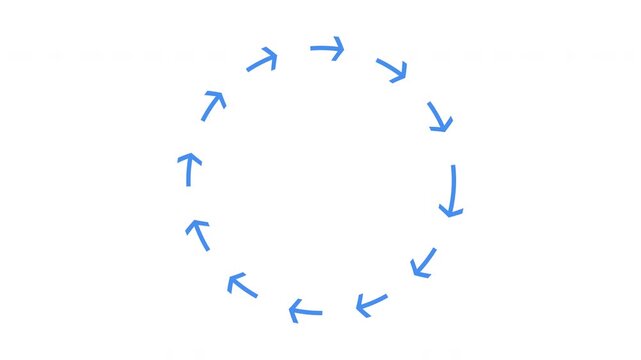 Circular Blue Arrow Loop Animated Icon With Alpha Channel. Loading Process, Refresh Cycle, Sync Rotation, And Continuous Workflow Motion Graphic. Animation On Transparent Background