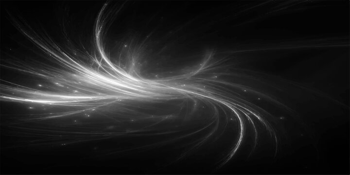 Abstract black and white fractal wave design featuring blue light energy and futuristic 3d motion effects for a digital technology art wallpaper