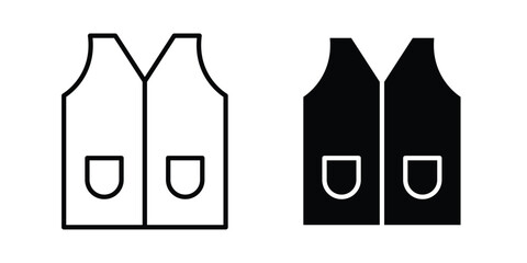 Vest jacket icon on white background editable stroke and solid flat. © Franklin