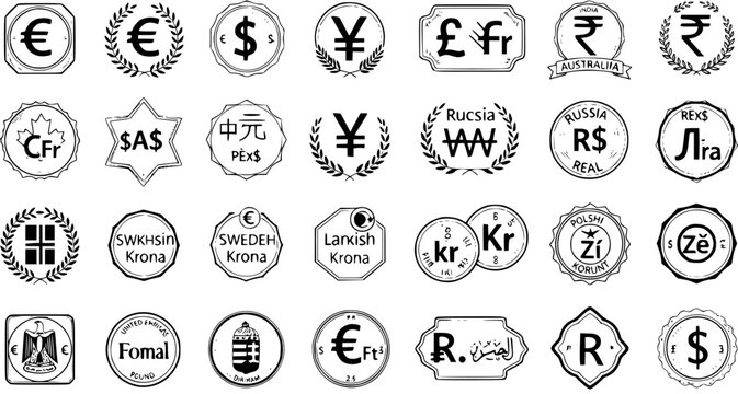 Collection of Currency Symbols: A Vector Set of Global Money Signs