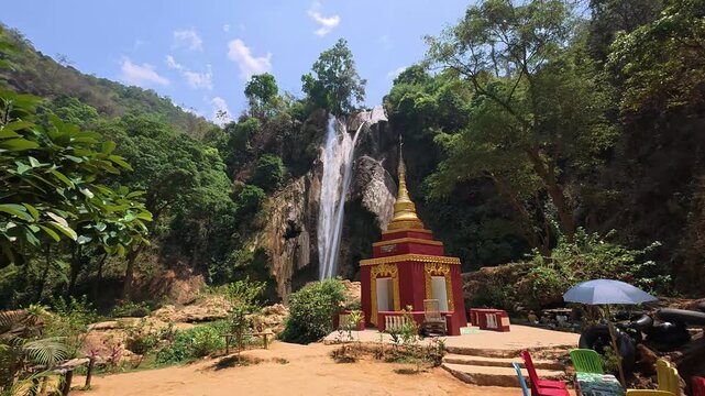 Anisakan Waterfall (Dat Taw Gyaint) at Pyin Oo Lwin in Myanmar during summer