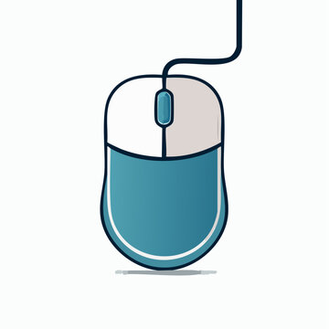 Simple illustration of a blue computer mouse with a cord