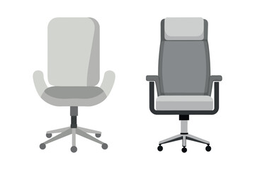 Obraz premium Two Modern Grey Office Chairs Vector Illustration.