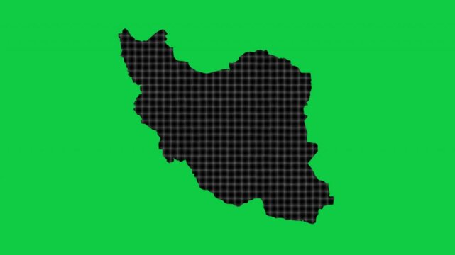 Iran black cells effect map pop animation green background