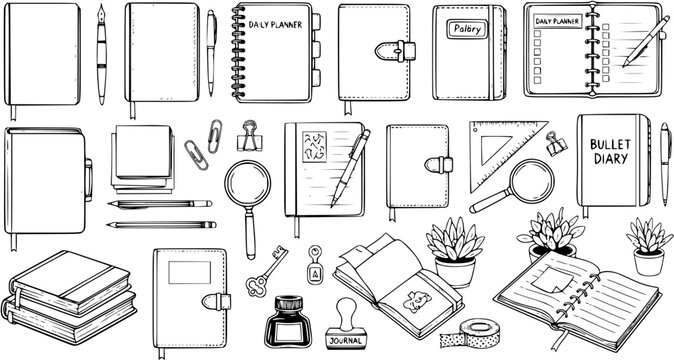 Hand-Drawn Planner  Journaling Elements Illustration