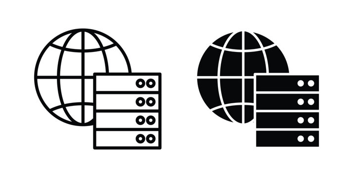 Web server icon on white background editable stroke and solid flat.
