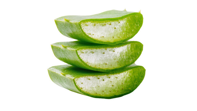 Stacked Fresh Aloe Vera Slices with Clear Gel Interior
